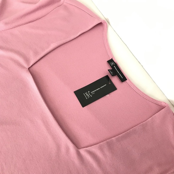 INC INTERNATIONAL CONCEPTS Ribbed Short Sleeve Square Neck Top Plus Size 2X NWT - Picture 15 of 16